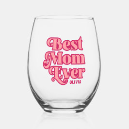 レトロ最高のママエバーピンクグルーヴィーマザーズデイギフト ステムなしワイングラス