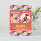 レトロ最高の卒業エバーフォトレッド卒業 案内状 (スタンド正面)