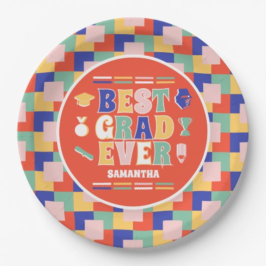 レトロ最高の卒業エバーレッド卒業パーティー ペーパープレート (正面)