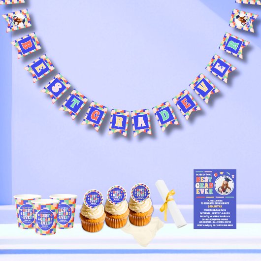 レトロ最高の卒業写真卒業パーティー バンティングフラッグ