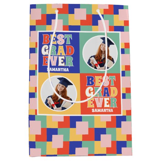 レトロ最高の卒業Ever Photo Gradation ミディアムペーパーバッグ (正面)