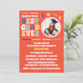 レトロ最高の卒業Ever Photo Red卒業式パーティー 招待状 (スタンド正面)