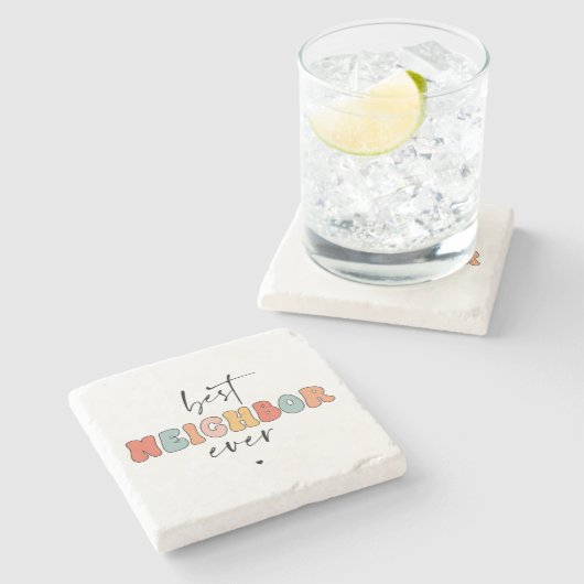 レトロ最高の隣人がかわいい ストーンコースター (横)