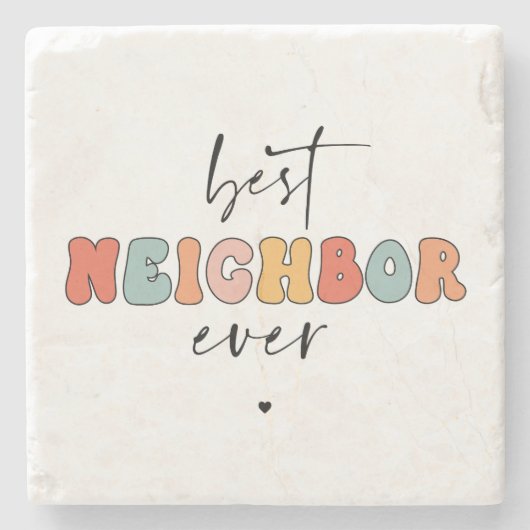 レトロ最高の隣人がかわいい ストーンコースター (正面)