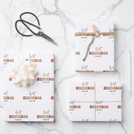 レトロ最高の隣人がかわいい ラッピングペーパーシート (正面)