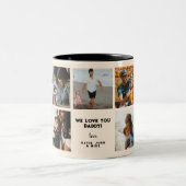 レトロ最高のGroovyパパEver 7 Photo Collage ツートーンマグカップ (中央)