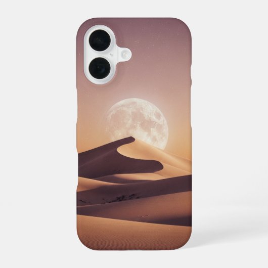 レトロ月夜の砂漠 iPhone 16ケース (裏面)