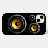 レトロ木目スピーカートリオ Case-Mate iPhoneケース (裏面 (横))