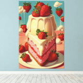 レトロ未来いちごケーキCanvas Print キャンバスプリント (インサイチュ (ウッドフロア))