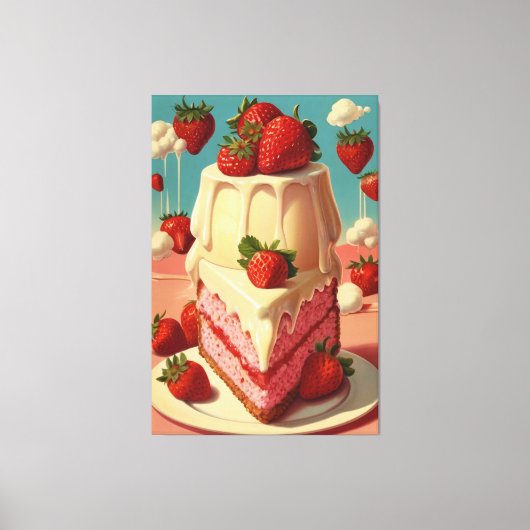 レトロ未来いちごケーキCanvas Print キャンバスプリント (正面)