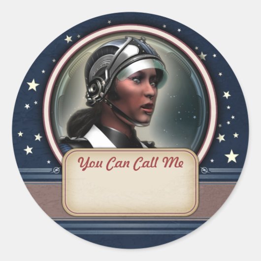 レトロ未来の女性名タグシール ラウンドシール (正面)