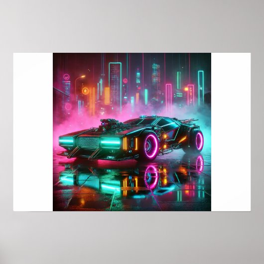 レトロ未来のSynthwaveハイパーカーのポスター ポスター (正面)