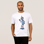 レトロ未来ロボットキャラクターの挨拶 Tシャツ (正面フル)