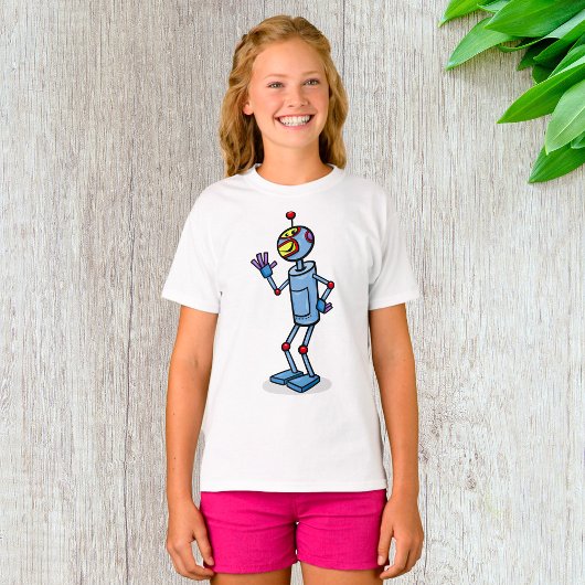 レトロ未来ロボットキャラクターの挨拶 Tシャツ