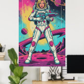 レトロ未来主義の女子宇宙飛行士 ポスター (ホームオフィス)