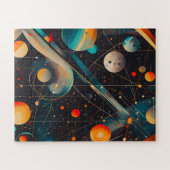 レトロ未来主義の宇宙惑星と軌道 ジグソーパズル (横)