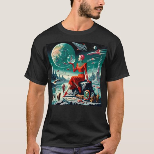 レトロ未来主義イラスト Tシャツ (正面)