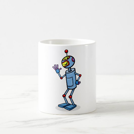レトロ未来主義ロボットキャラクターの挨拶 コーヒーマグカップ