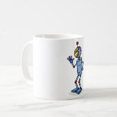 レトロ未来主義ロボットキャラクターの挨拶 コーヒーマグカップ (正面左)
