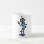 レトロ未来主義ロボットキャラクターの挨拶 コーヒーマグカップ (中央)