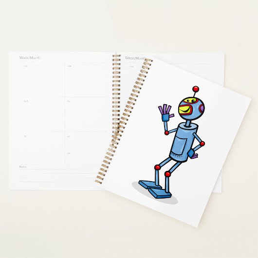 レトロ未来主義ロボットキャラクターの挨拶 プランナー手帳