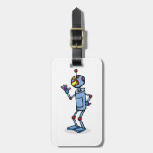 レトロ未来主義ロボットキャラクターの挨拶 ラゲッジタグ (正面縦)