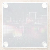 レトロ未来主義：80年代のネオン幾何学模様 ガラスコースター (裏面)