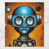 レトロ未来型ロボット ワインラベル (シングルラベル)