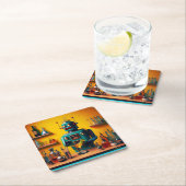 レトロ未来型ロボットROBIA 12J2ミックスロジスト スクエアペーパーコースター (インサイチュ)