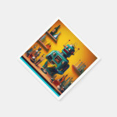 レトロ未来型ロボットROBIA 12J2ミックスロジスト スタンダードカクテルナプキン (角)