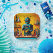 レトロ未来型ロボットROBIA 12J2ミックスロジスト ペーパープレート (パーティー)