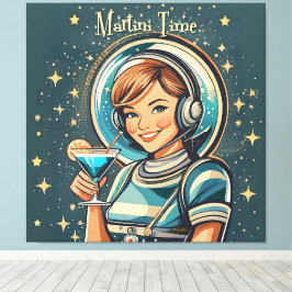 レトロ未来派アストロガール マティーニタイム キャンバスプリント