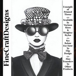 レトロ未来的なスチームパンク女性AC4デコページ 薄葉紙