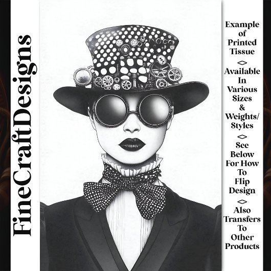 レトロ未来的なスチームパンク女性AC4デコページ 薄葉紙