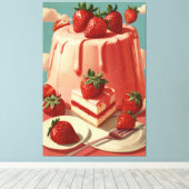 レトロ未来的なストロベリーケーキキャンバス印刷 キャンバスプリント (インサイチュ (ウッドフロア))