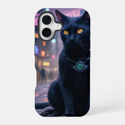 レトロ未来的な猫 iPhone 16ケース (裏面)
