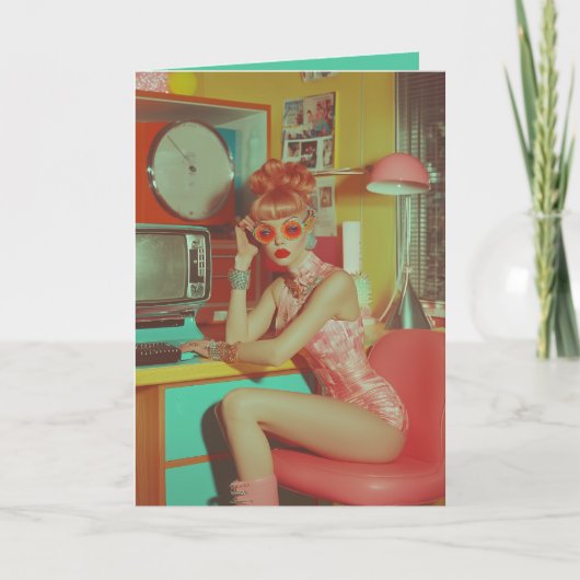 レトロ未来的グラムエステティック 招待状 (正面)