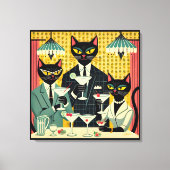 レトロ未来的ブラックキャットマルティニクラブ キャンバスプリント (正面)
