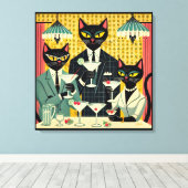 レトロ未来的ブラックキャットマルティニクラブ キャンバスプリント (インサイチュ (ウッドフロア))