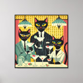 レトロ未来的ブラックキャットマルティニクラブ キャンバスプリント (正面)