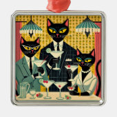 レトロ未来的ブラックキャットマルティニクラブ メタルオーナメント (正面)