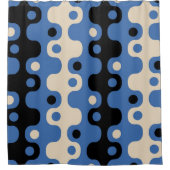 レトロ未来的抽象芸術パターン シャワーカーテン (正面)