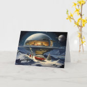 レトロ未来祭り:宇宙クリスマスイブ カード (黄色い花)