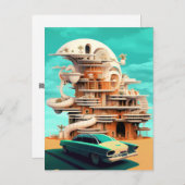 レトロ未来車シネマティック自動車はがき ポストカード (正面/裏面)