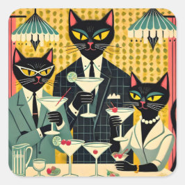 レトロ未来風 ブラックキャット マティーニ クラブ スクエアシール