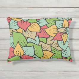 レトロ柄の植物の葉の緑ピンクかわいい アウトドアクッション