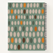 レトロ柄ティール(緑がかった色)花レシピ手帳 ノートブック (裏面)