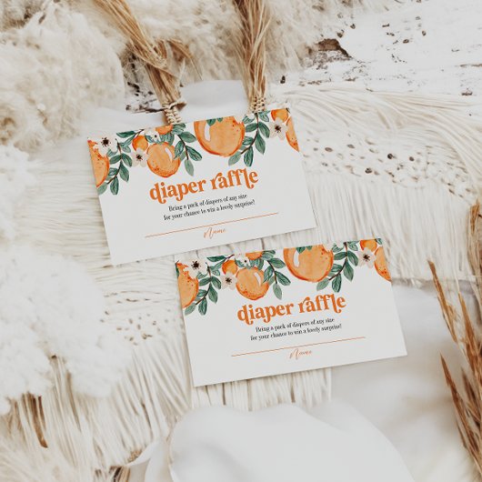 レトロ柑橘系ベビーシャワーおむつラッフルカード エンクロージャーカード