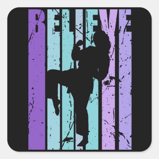 レトロ柔道空手武術アーツウィメンズキッズガールズ スクエアシール (正面)