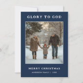 レトロ栄光の神への宗教的なクリスマスフォトカード シーズンカード (正面)